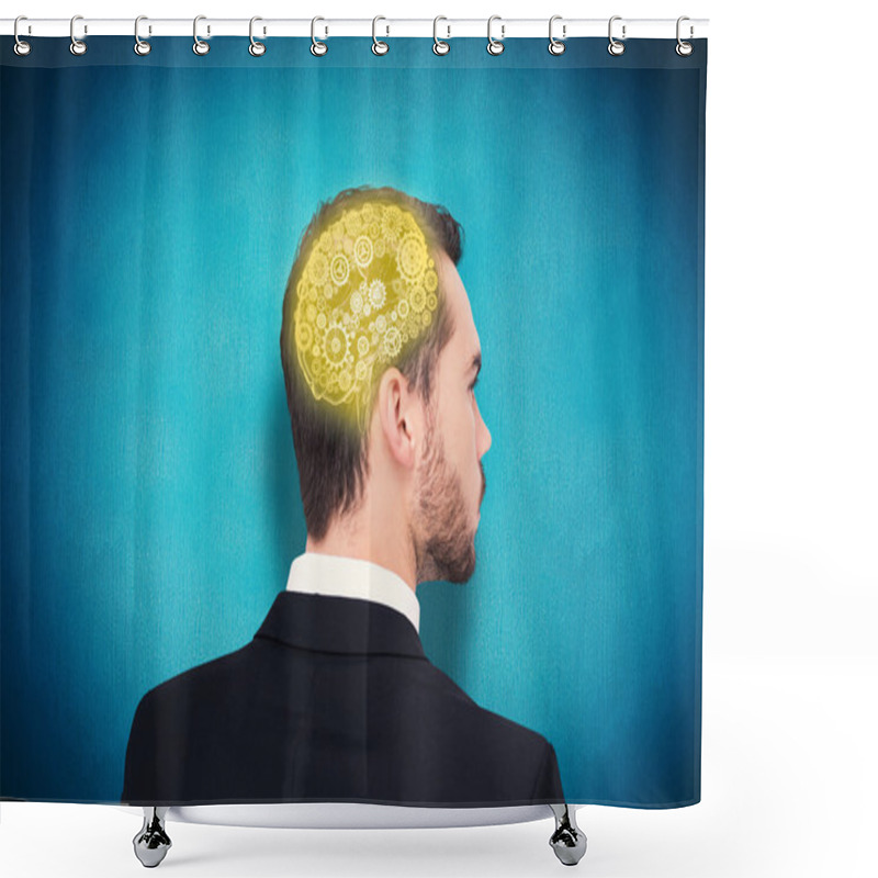 Personality  Elegant Businessman In Suit Thinking Shower Curtains