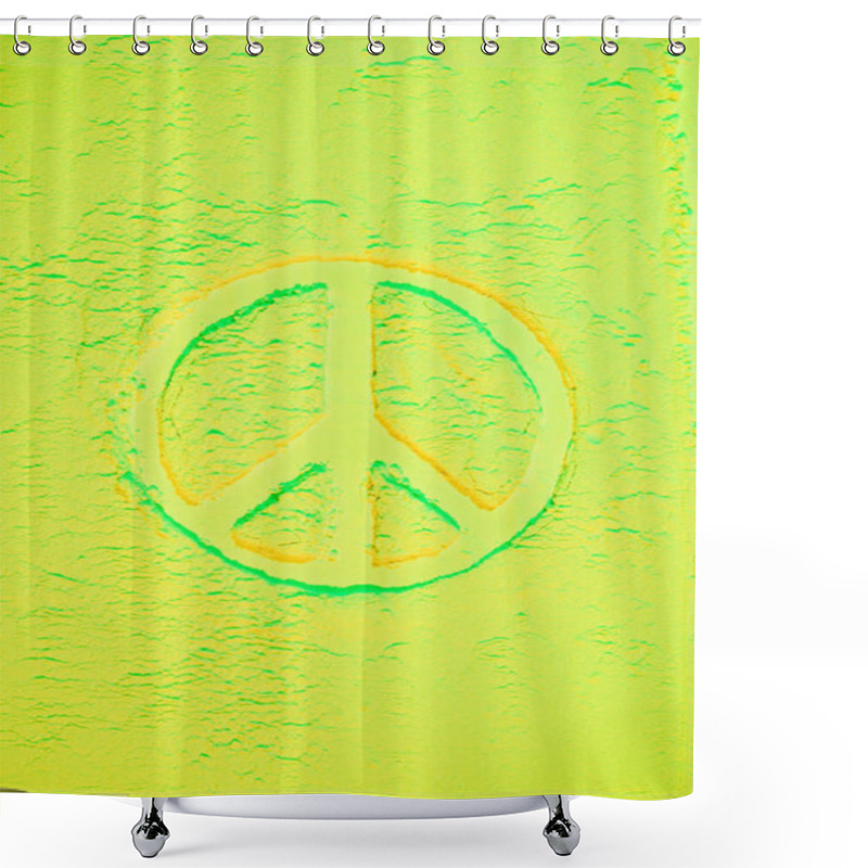 Personality  Top View Of Peace Sign In Light Green Powder Shower Curtains