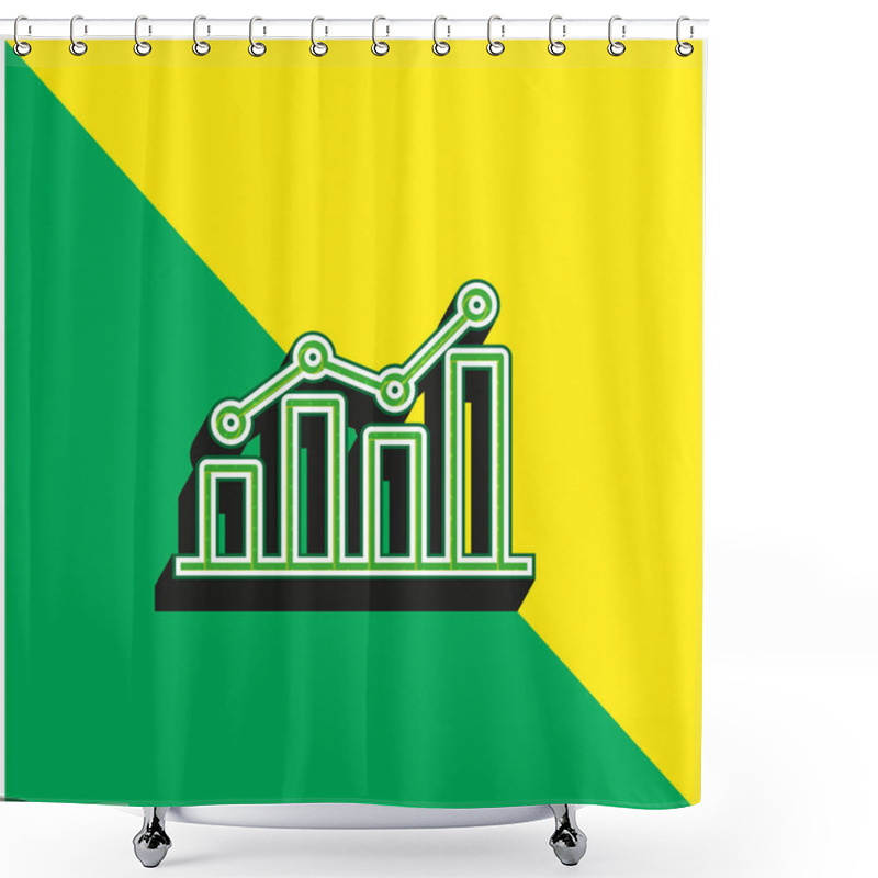 Personality  Analytics Green And Yellow Modern 3d Vector Icon Logo Shower Curtains