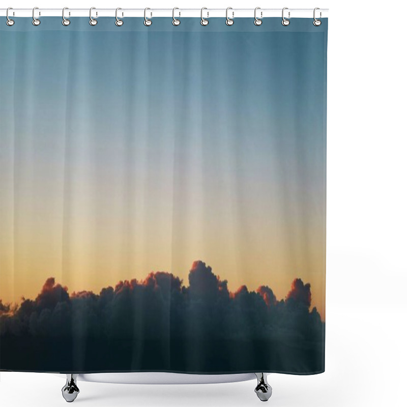 Personality  Vibrant Sunset Clouds Against A Pastel Sky. Shower Curtains