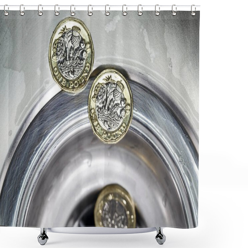 Personality  Wasting Money Concept - Money Down The Drain With Selective Focus In A Horizontal Format Shower Curtains