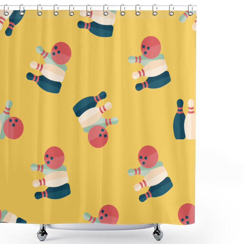 Personality  Bowling Flat Icon,eps10 Seamless Pattern Background Shower Curtains