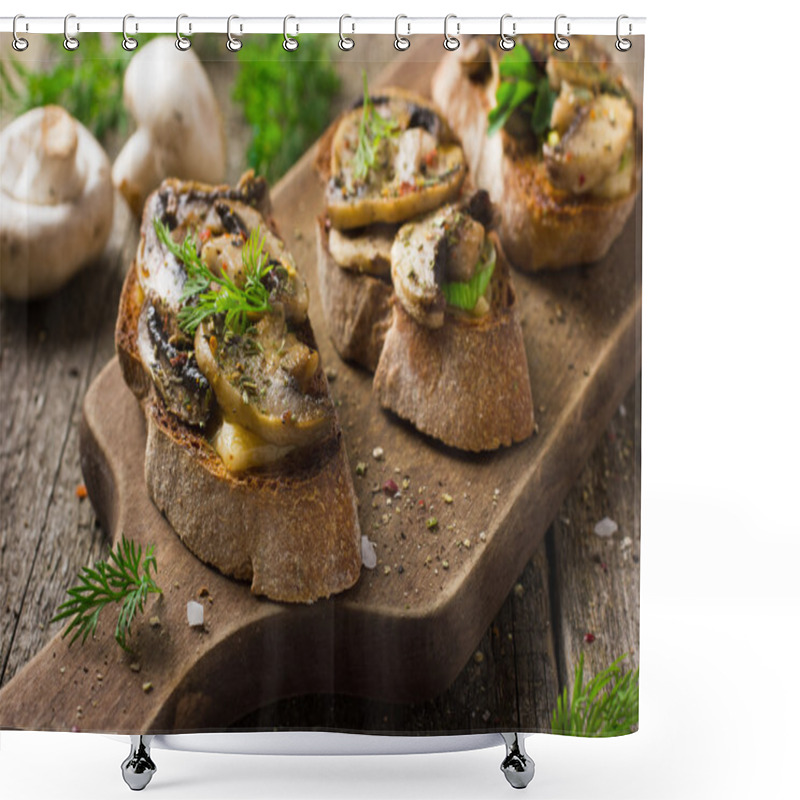 Personality  Crostini With Mushrooms And Cheese Shower Curtains