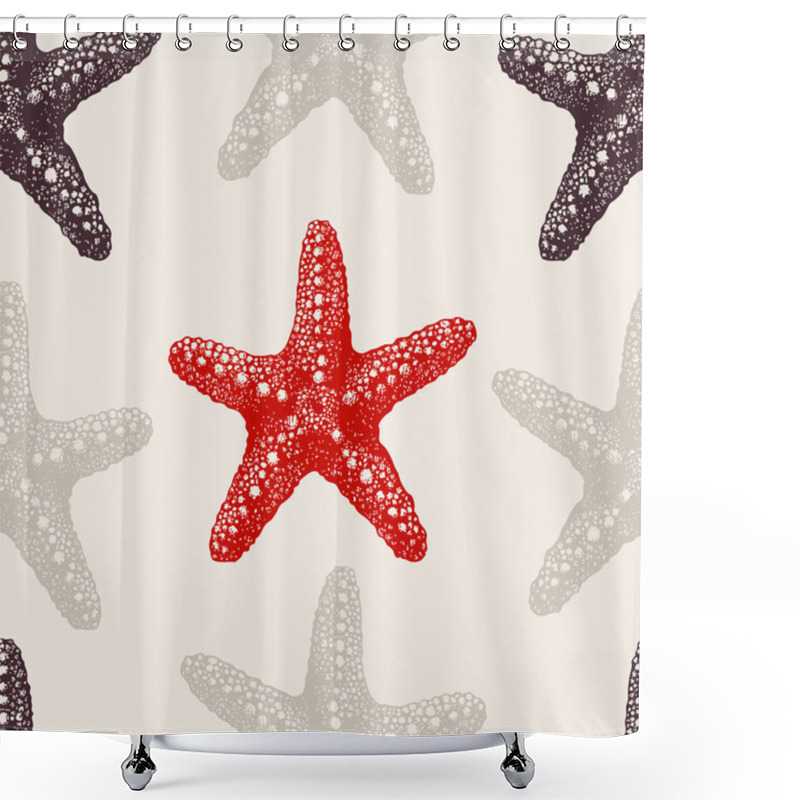 Personality  Sea Stars Sketch Pattern Shower Curtains