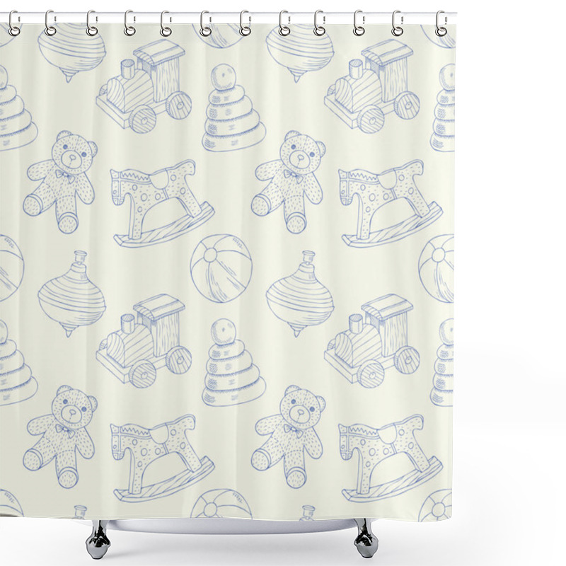 Personality  Retro Toys Seamless Pattern Shower Curtains