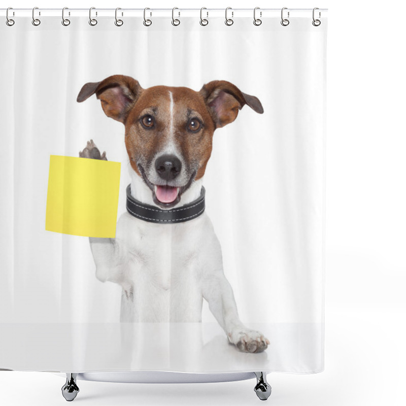 Personality  Sticky Note Banner Dog Shower Curtains