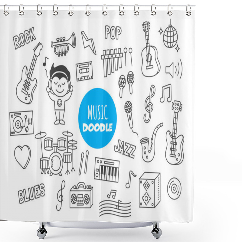 Personality  Music Kawaii Doodle Vector Hand Drawing Style Shower Curtains