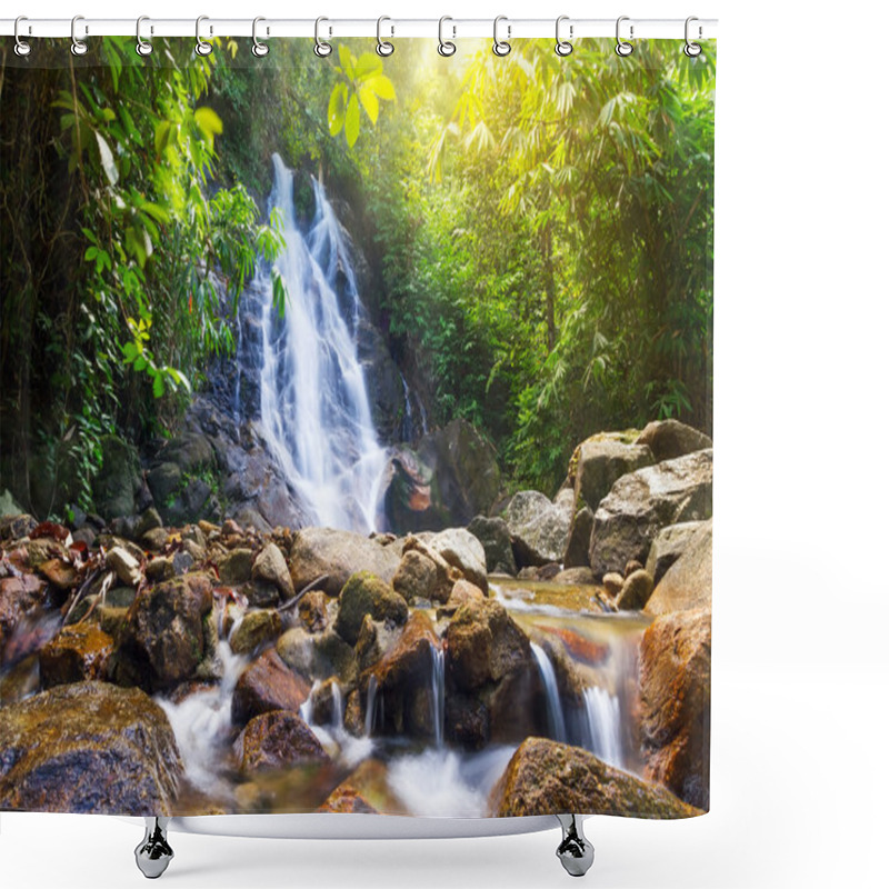 Personality  Beautiful Sai Rung Waterfall In Thailand Shower Curtains