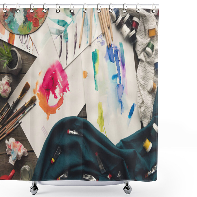 Personality  Scattered Painter Sketches Shower Curtains