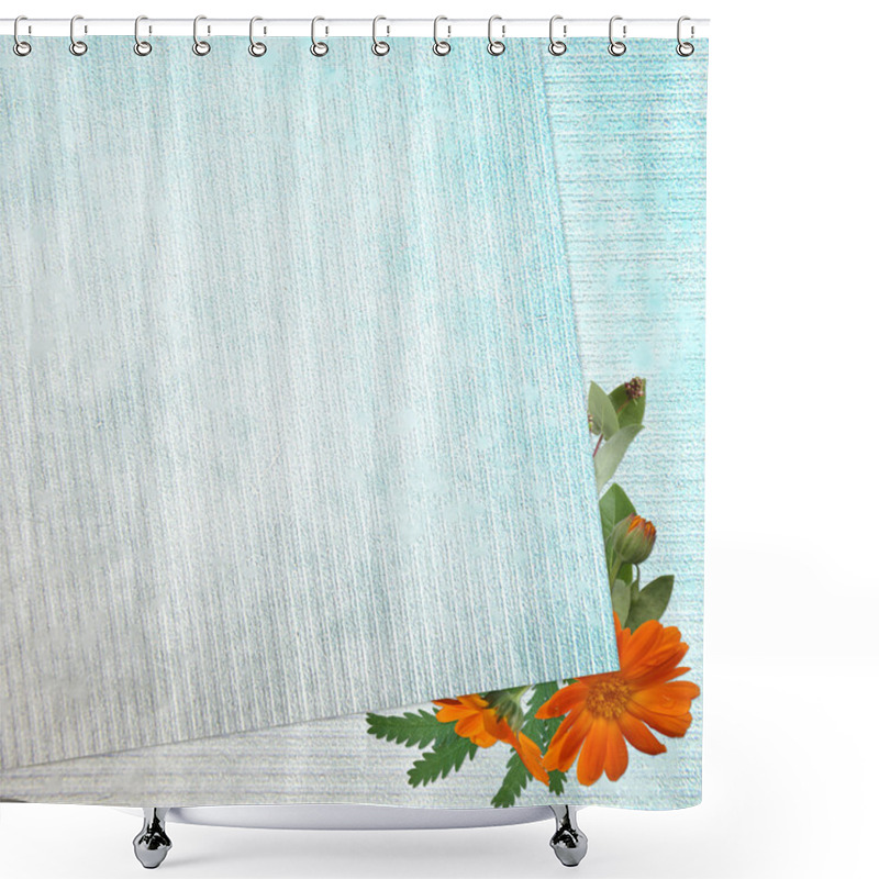 Personality  Blue Background With Flowers Shower Curtains