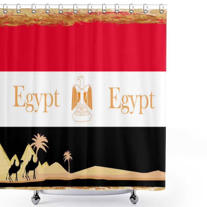 Personality  Camel Caravan In Wild Africa - Flag Of Egypt,abstract Grunge Fra Shower Curtains