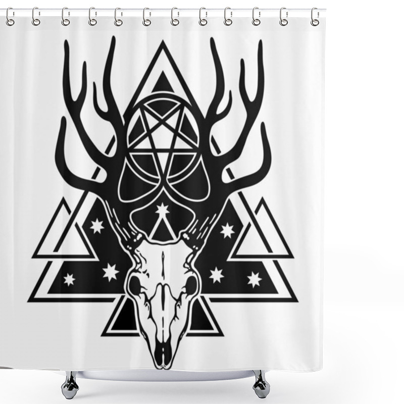 Personality  Deer Skull In Triangular Shape Shower Curtains