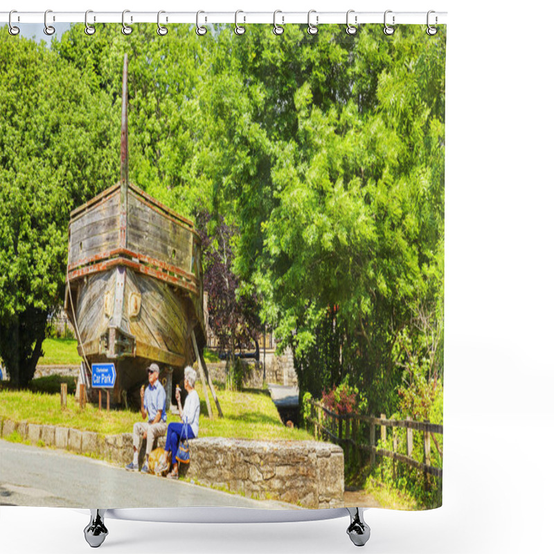 Personality  Greek Trireme Nomos, Charlestown, Cornwall, UK Shower Curtains