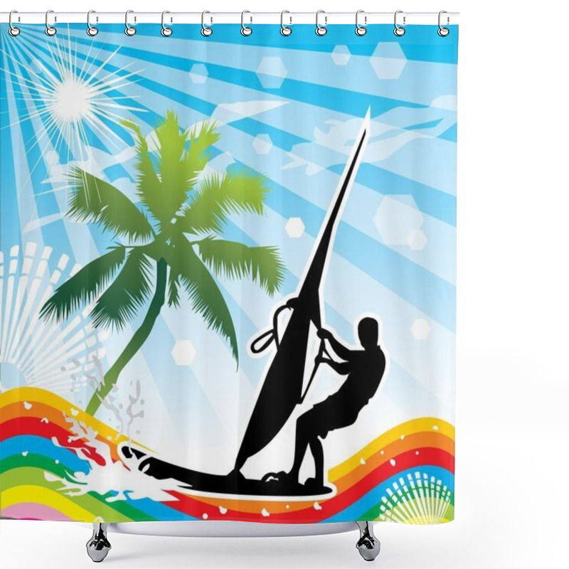 Personality  Vector Windsurfing Shower Curtains