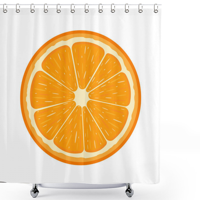 Personality  Fresh Half Orange Fruit Isolated On White Background. Tangerine. Organic Fruit. Cartoon Style. Vector Illustration For Any Design. Shower Curtains