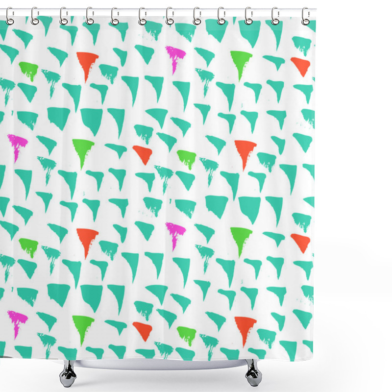 Personality  Grunge Vector Pattern With Small Drawn Triangles Shower Curtains