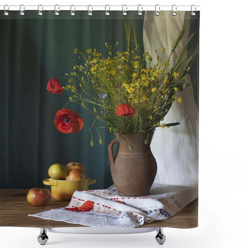 Personality  Still Life With Poppy Shower Curtains