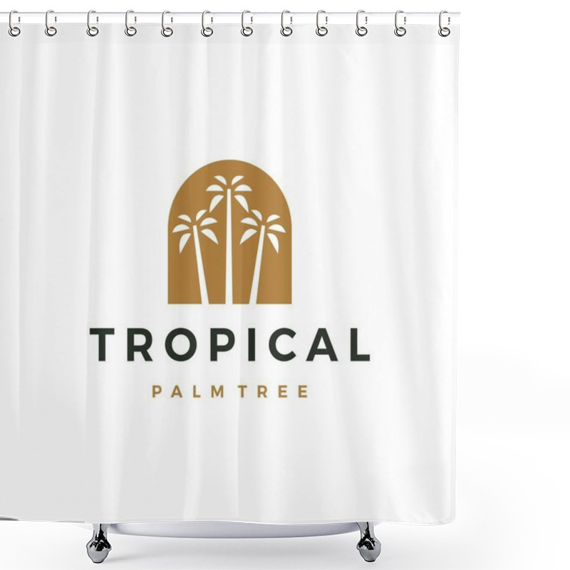 Personality  Bohemian Palm Tree Niche Door Logo Vector Icon Illustration Shower Curtains