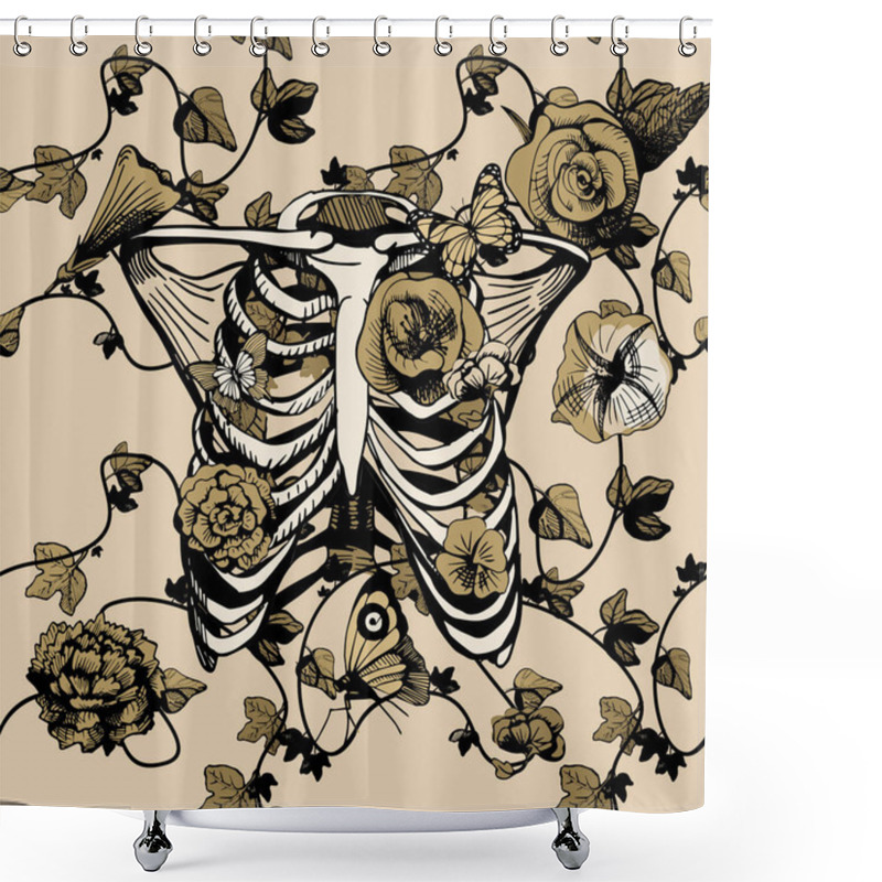 Personality   Illustration Of Ribcage Shower Curtains