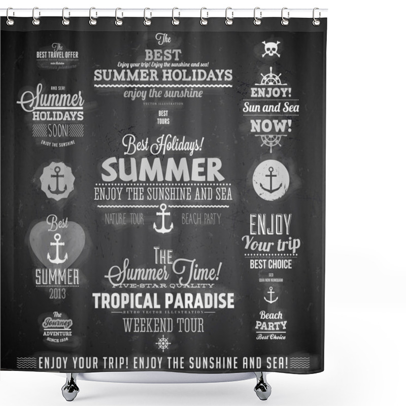 Personality  Retro Elements For Summer Calligraphic Designs Shower Curtains