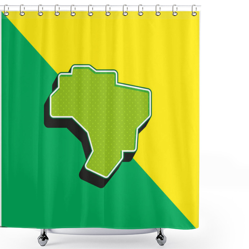 Personality  Brazil Green And Yellow Modern 3d Vector Icon Logo Shower Curtains