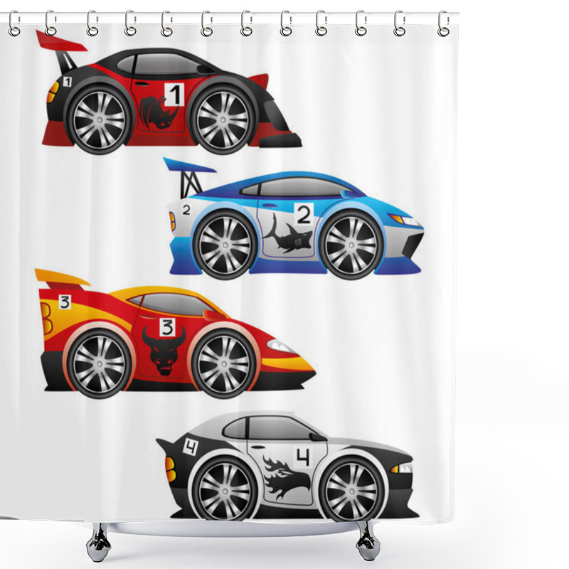 Personality  Vector Set. Cars. Shower Curtains