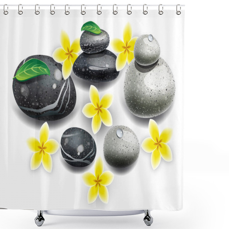 Personality  Spa Stones Flowers Shower Curtains