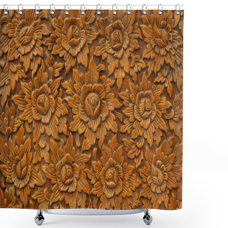 Personality  Thai Style Antique Wooden Craft Shower Curtains