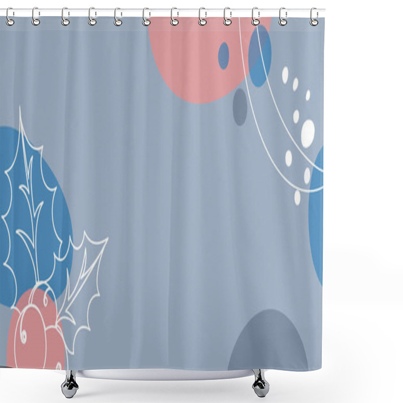 Personality  Banner With Berries In A Linear Style. Shower Curtains