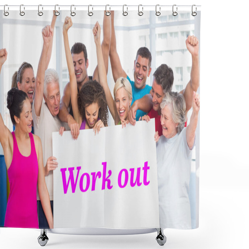 Personality  Work Out Against White Angular Design Shower Curtains