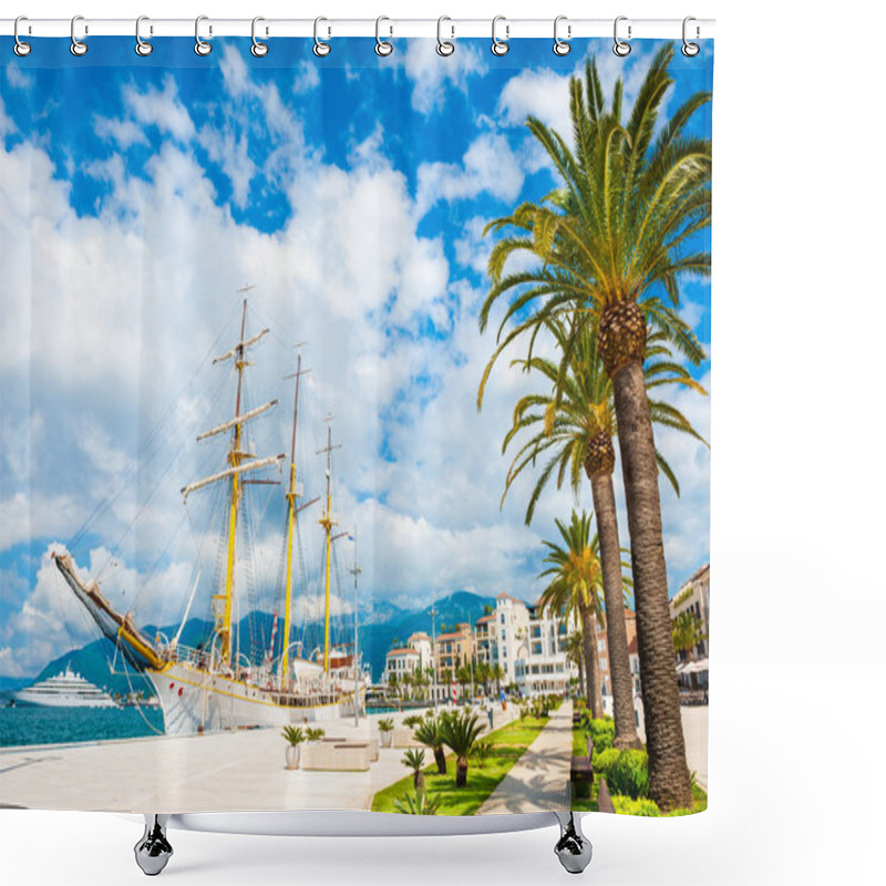 Personality  Beautiful Sea Promenade In Tivat, Montenegro. Shower Curtains