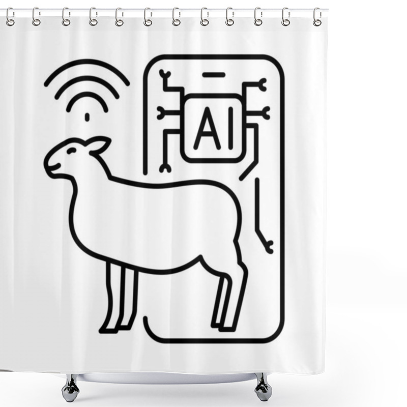 Personality  AI In Predictive Analysis Black Line Icon.  Shower Curtains