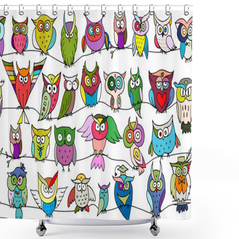 Personality  Funny Owls, Seamless Pattern For Your Design Shower Curtains