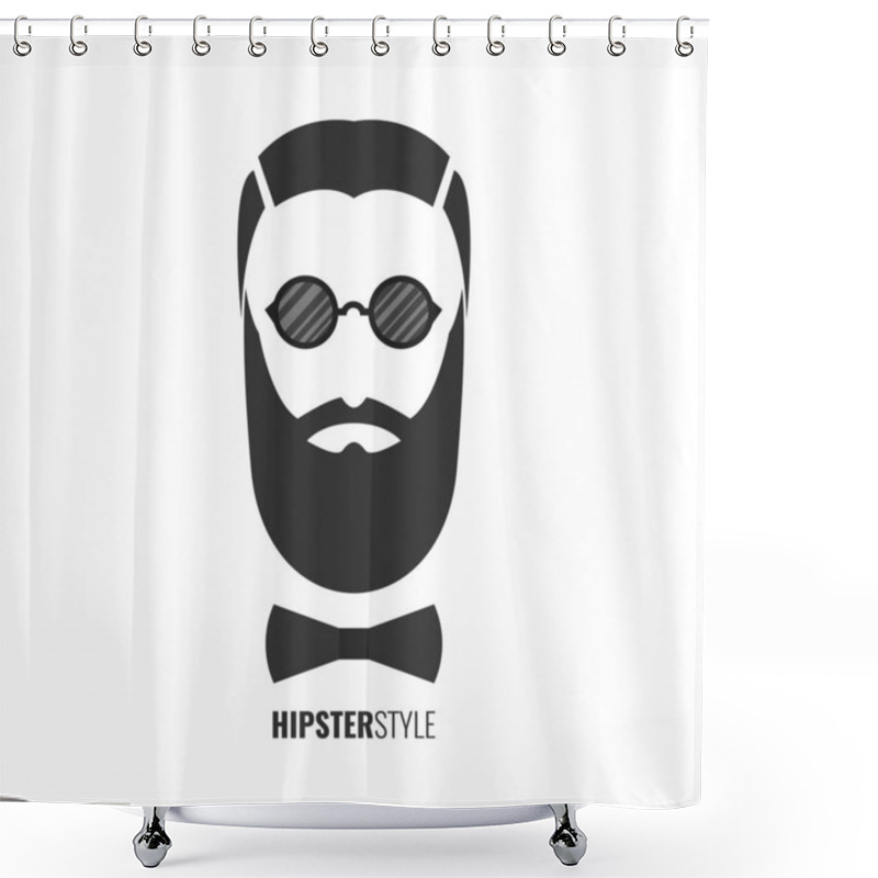 Personality  Hipster Fashion Man Hair And Beards. Hipster Style Concept. Vector Illustration.  Shower Curtains