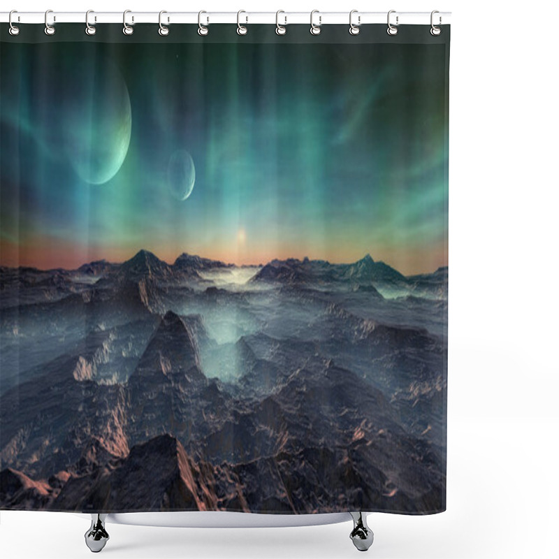 Personality  3d Illustration Of A Distant And Deserted Planet Covered With Craters Shower Curtains