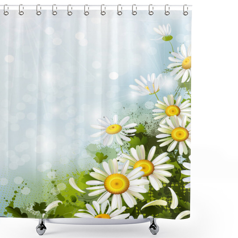 Personality  Some Realistic Chamomiles On The Green Glade Shower Curtains