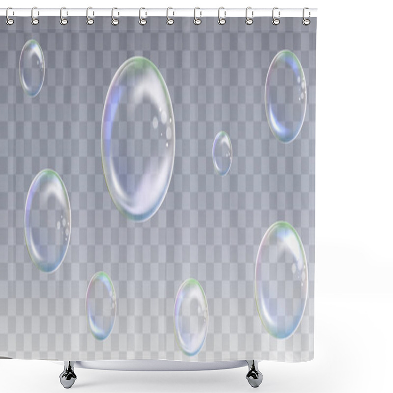 Personality  Realistic Soap Bubbles Set. Realistic Soap Bubbles Isolated On Transparent Background. Shower Curtains