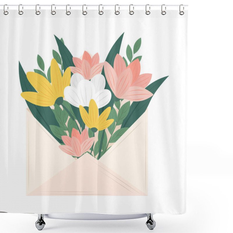 Personality  Envelope With Flowers Shower Curtains