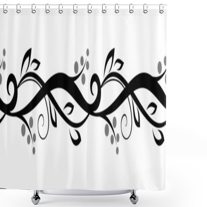 Personality  Horizontal Seamless Floral Vignette. Vector Illustration. Shower Curtains