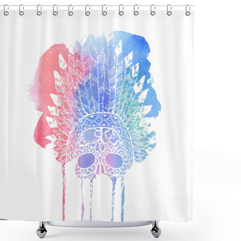 Personality  Lacy Human Skull In Native American Indian Shower Curtains