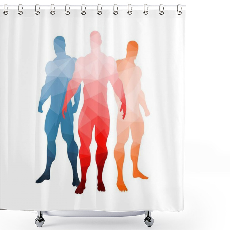 Personality  The Set Of 3 Body Building Silhouette Shower Curtains