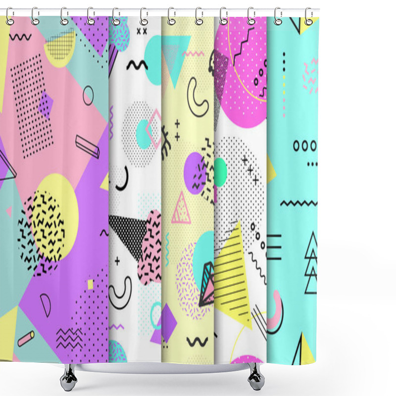 Personality  Memphis Seamless Pattern Collection. Geometric Seamless Pattern  Shower Curtains