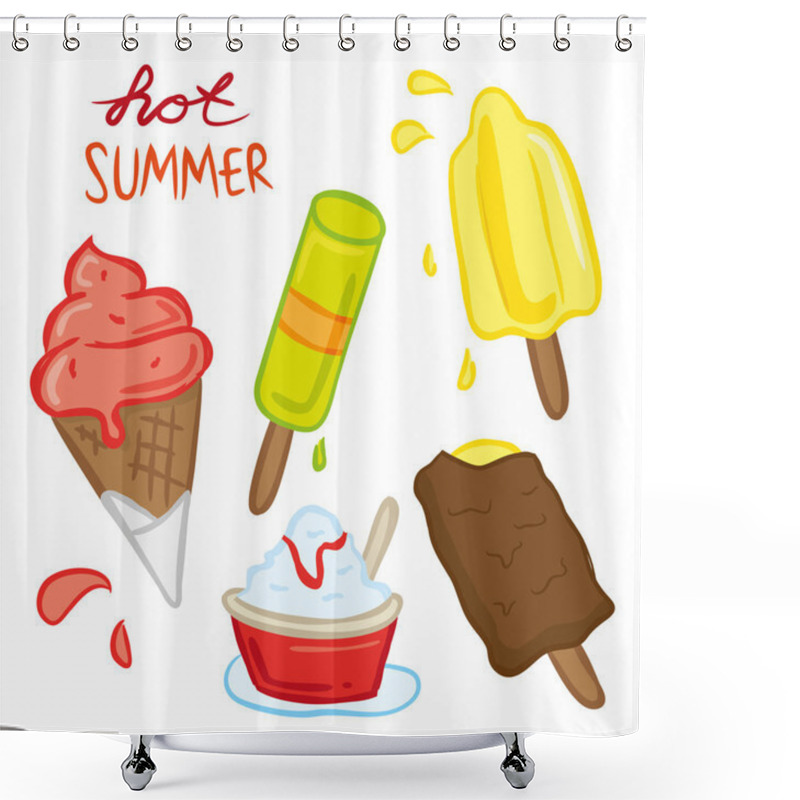 Personality  Summer Ice Cream Doodle Shower Curtains