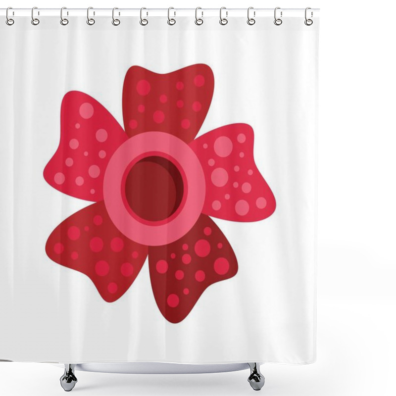 Personality  Large Red Rafflesia Flower Blooming With Five Petals And Covered In White Polka Dots Shower Curtains