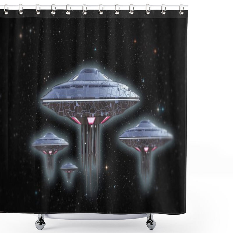 Personality  Ufo Spaceship Shower Curtains