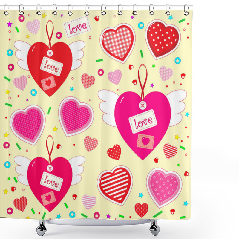 Personality  Valentines Day Stuff As Hearts Set Shower Curtains