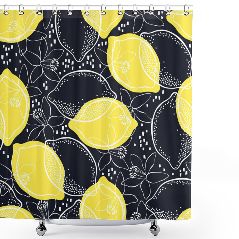 Personality  Lemons And Blossom Seamless  Pattern Shower Curtains