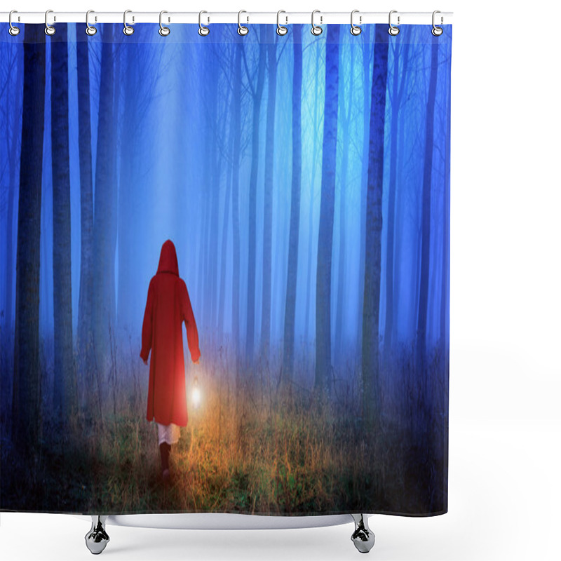 Personality  Little Red Riding Hood In The Forest Shower Curtains