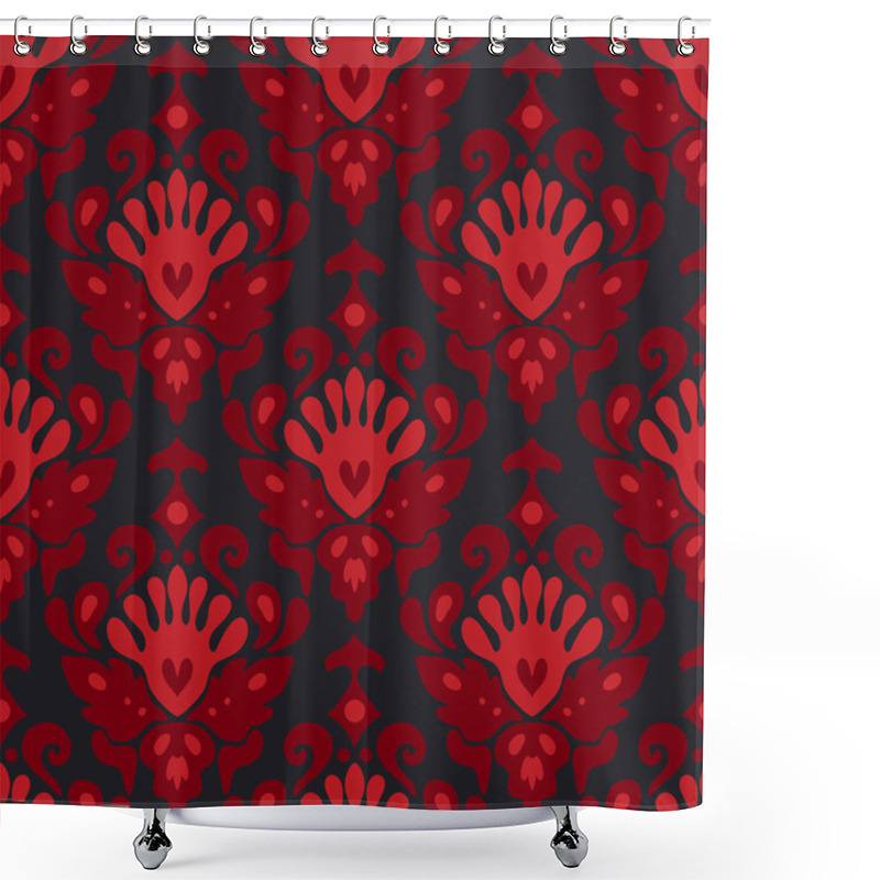 Personality  Seamless Damask Flower Pattern Vector Shower Curtains