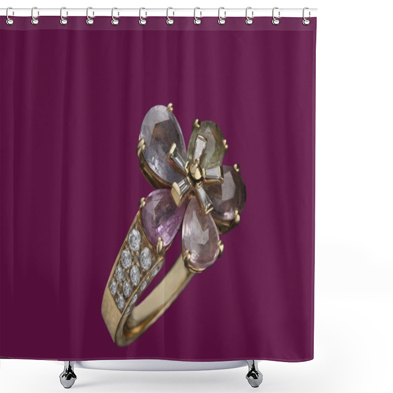 Personality  Ring On A Burgundy Background. Shower Curtains